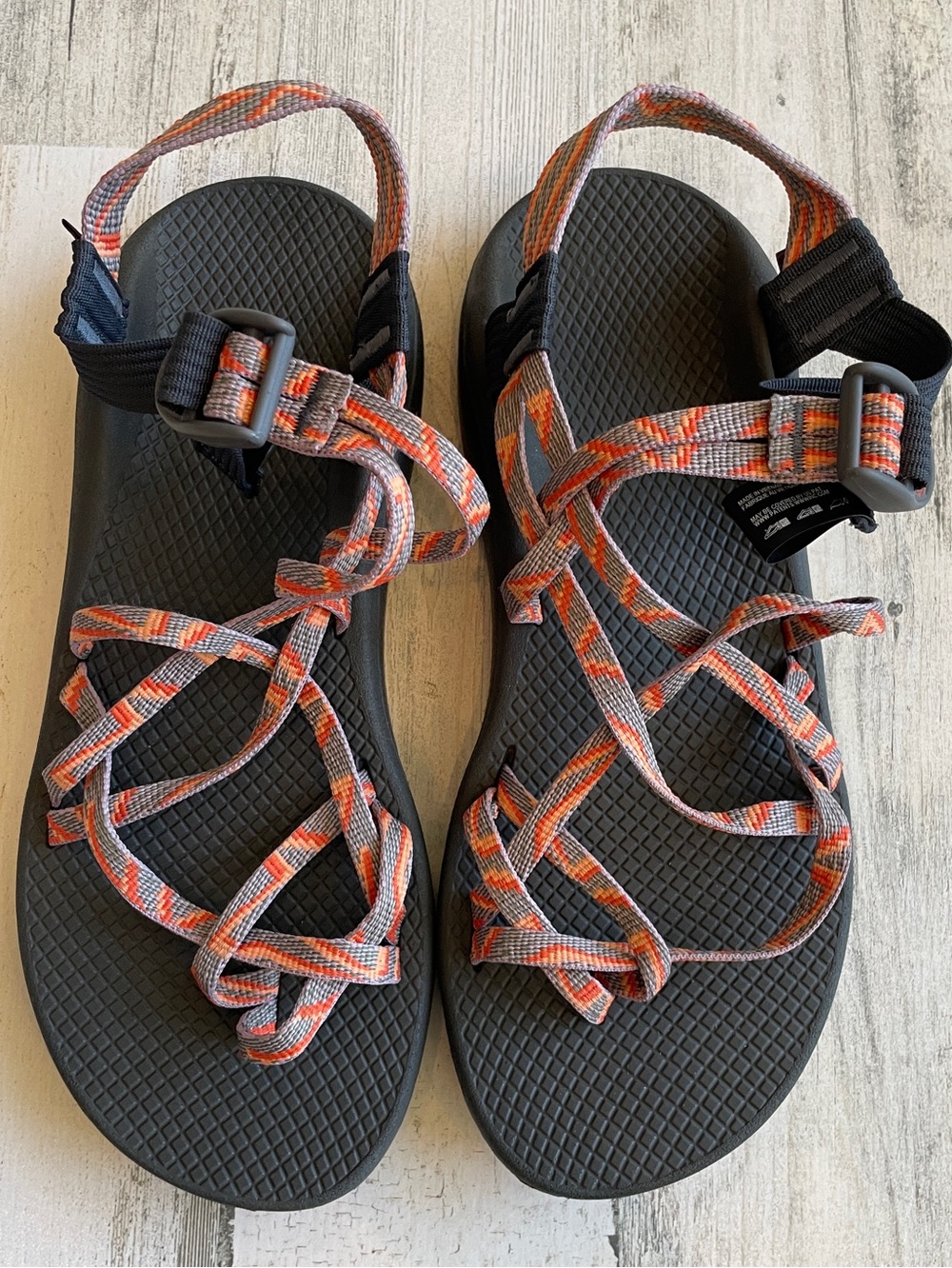 Chaco Trail Sandals with Orange Gray Straps SZ 10 Unworn